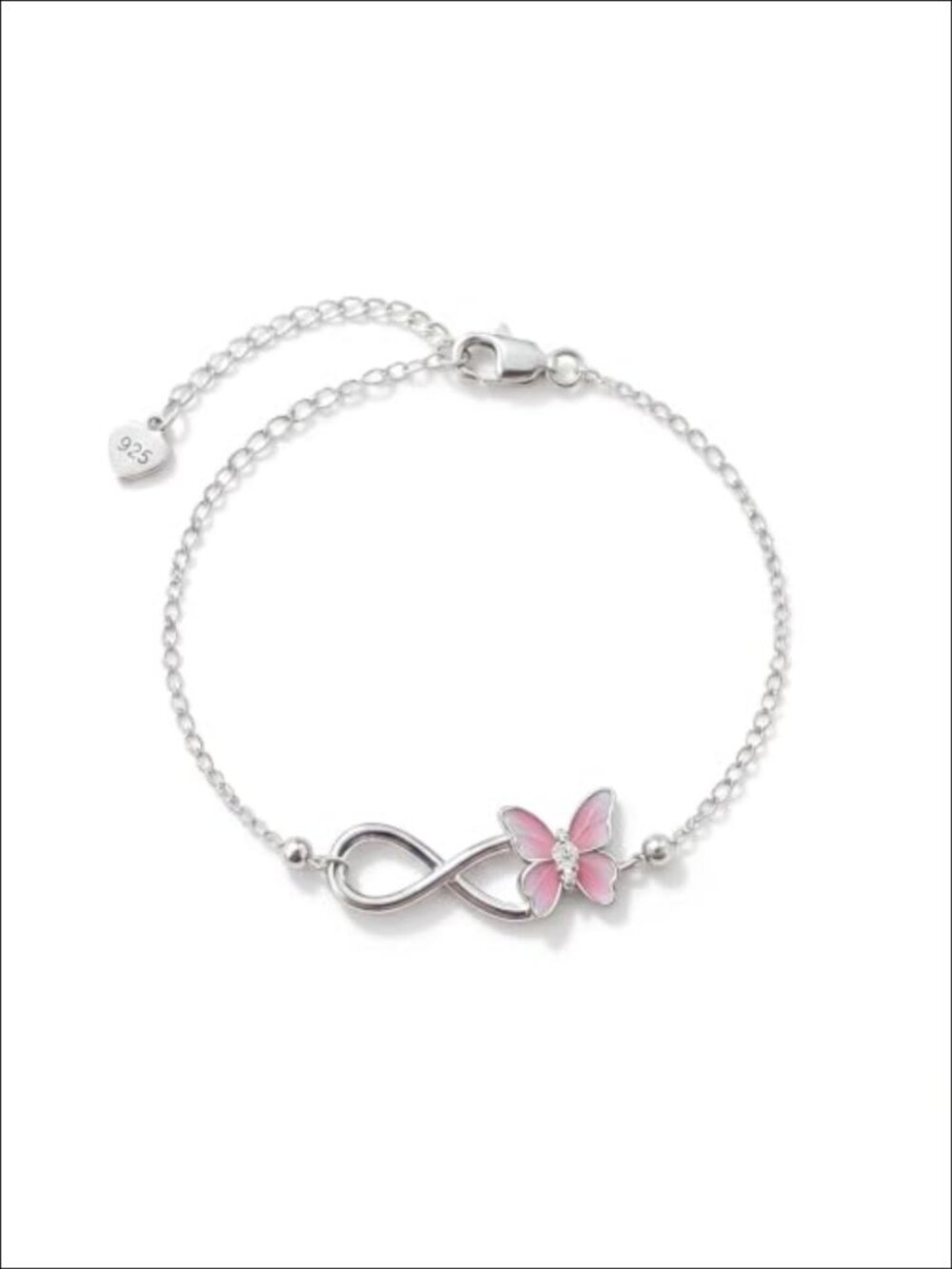 925 Sterling Silver Infinity Butterfly Bracelet Lab Diamond